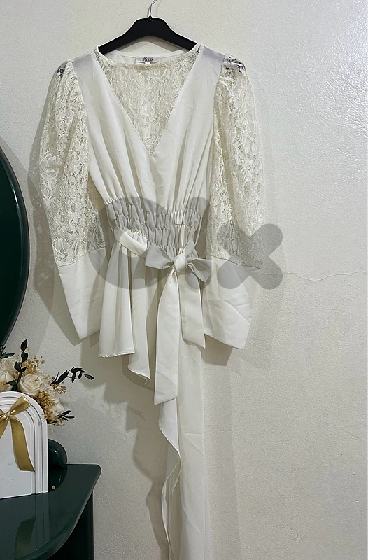 White Lace Wrap Top