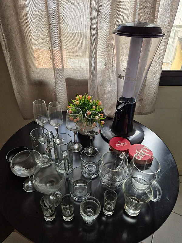 GLASSWARE & ALMAZA DISPENSER FOR SALE