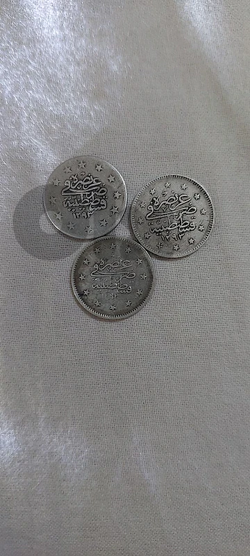 set of three Ottoman Silver coins year 1293 AH