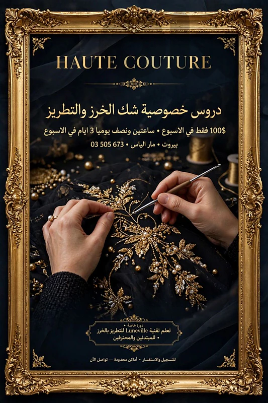 تعليم الشك والتطريز  بإحترافية وخلال شهرين ونصف