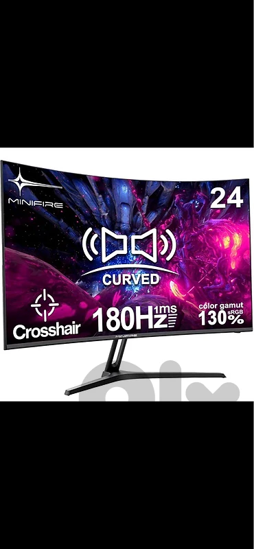 MINIFIRE 24” Curved Gaming Monitor and  Mirror LED Alarm Clock speaker