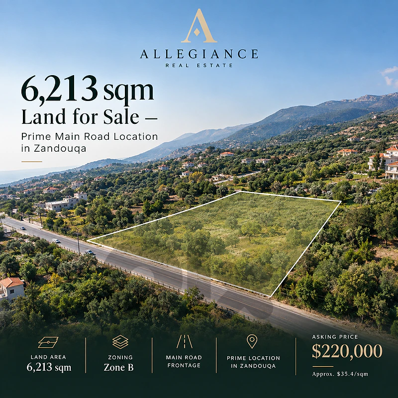 6,213 sqm Land for Sale – Prime Main Road Location in Zandouqa