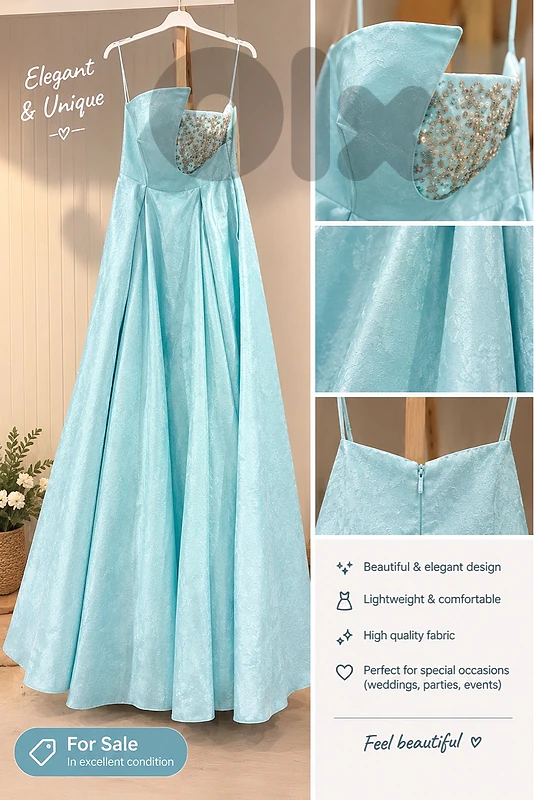 Elegant Light Blue Evening Dress – Excellent Condition