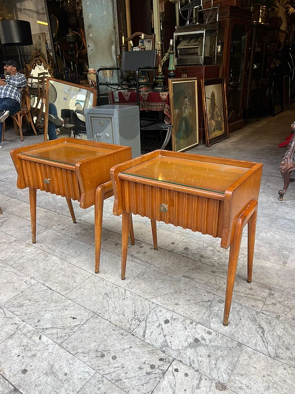 Mid-century vintage italian night stand wood 1950's