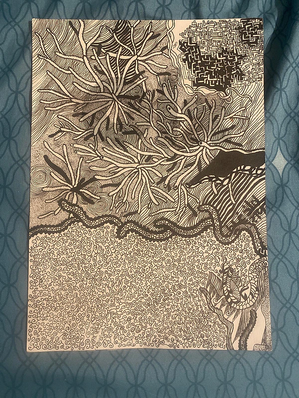 Original Handmade Ink Artwork – Detailed Abstract Drawing