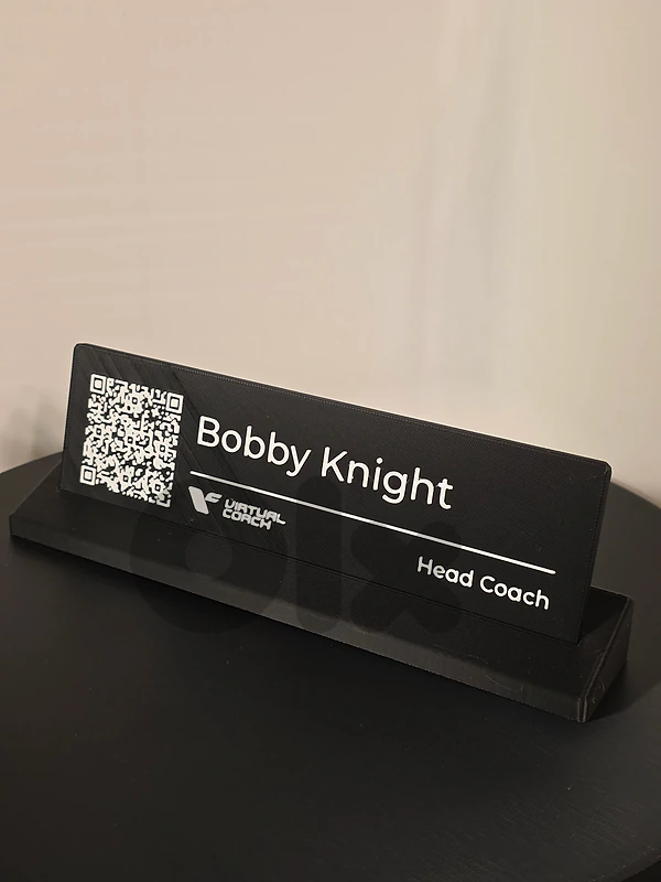 Customizable QR Code Name Plate with Desk Stand or Wall Mount