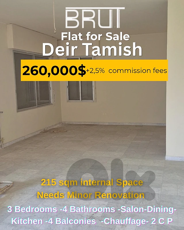 215 sqm Apartment for sale in Deir Tamish
