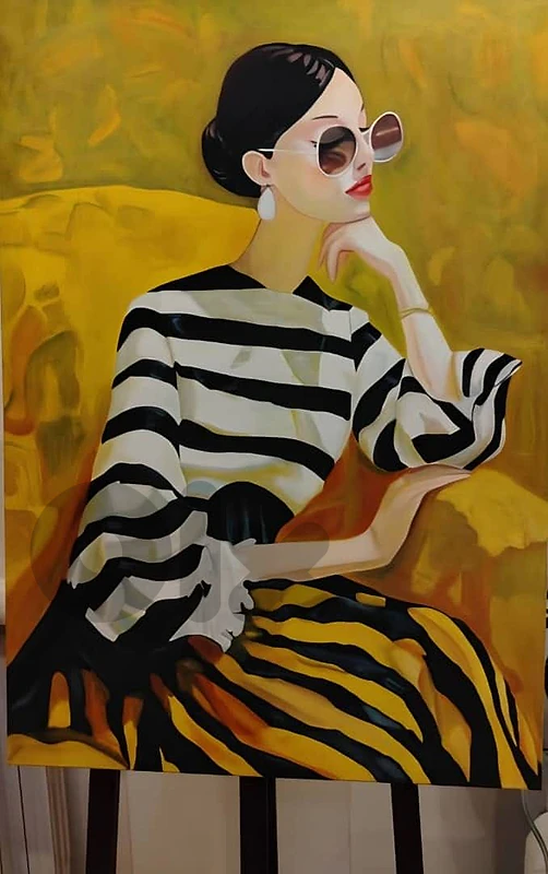 Hand-Painted Oil Painting – Modern Fashion Portrait