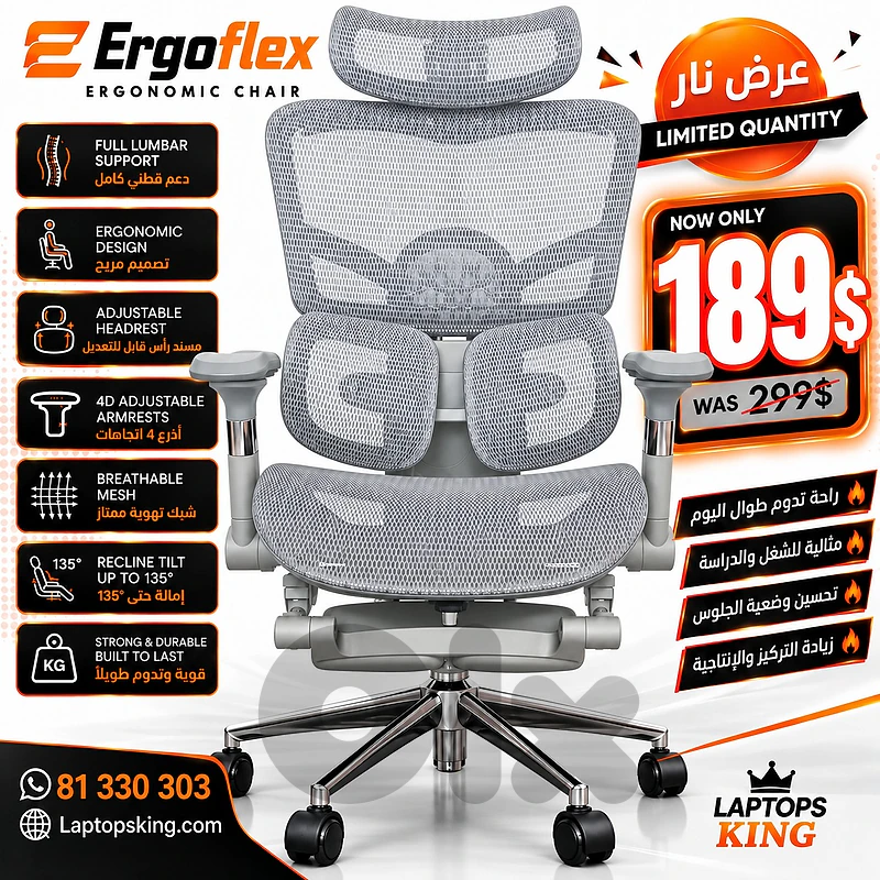 ERGOFLEX Ergonomic Office Chair Grey