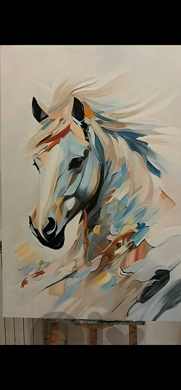 Hand-Painted Oil Painting – Modern Horse Artwork
