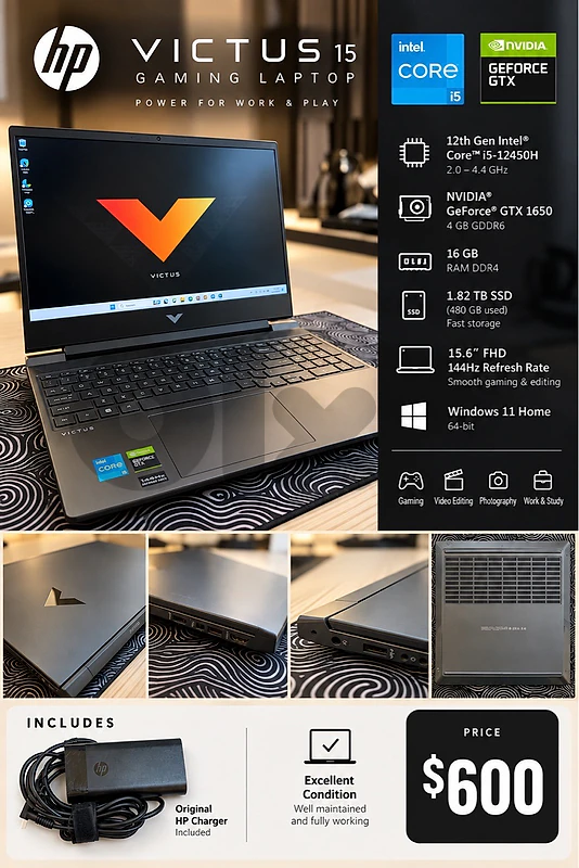 HP Victus Gaming & Editing Laptop  2TB Storage!