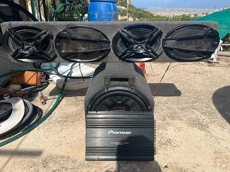 speakers and base and power