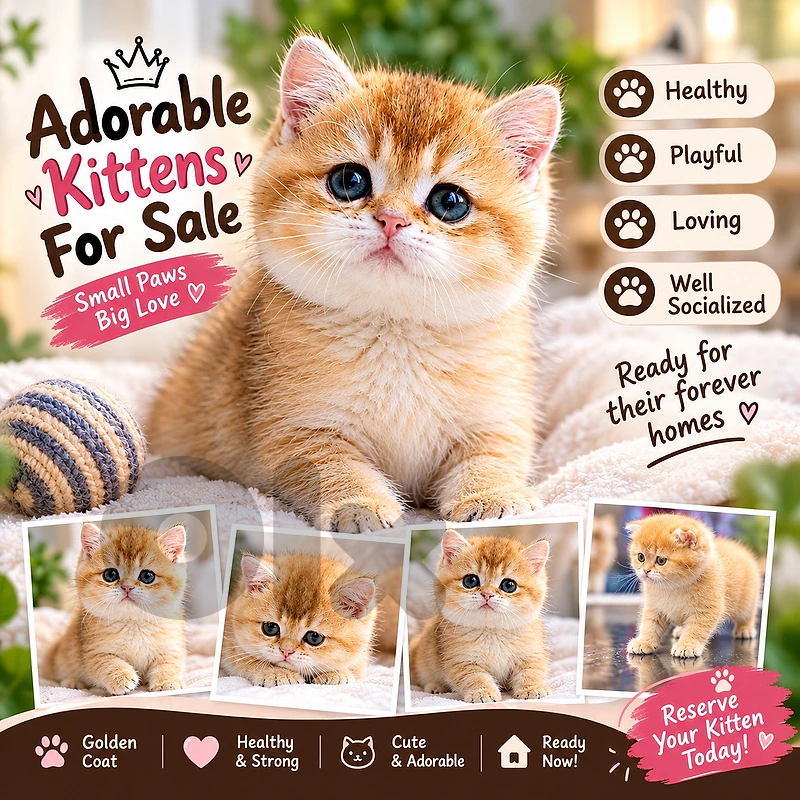 Beautiful British & Fold Golden Chinchilla Kitten