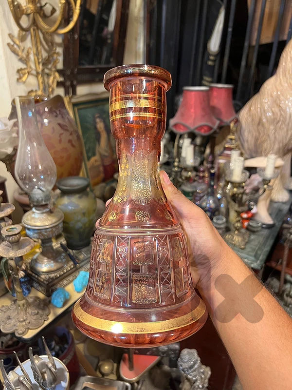 زجاجة اركيلة كريستال بوهيم تشيكي اصلي ولا اروع لون مميز جداز انتيك