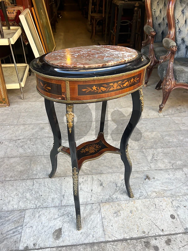Antique French Planter Side Table Aboyna Inlay طاولة فرنسية ولا اروع