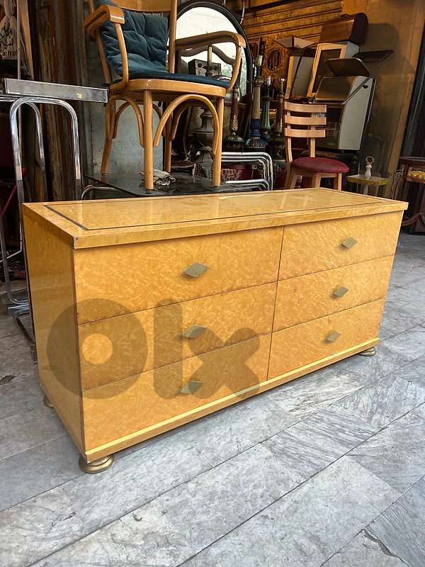 Maple and Brass Chest of Drawers Italy 1970 Tommaso Barbi Design