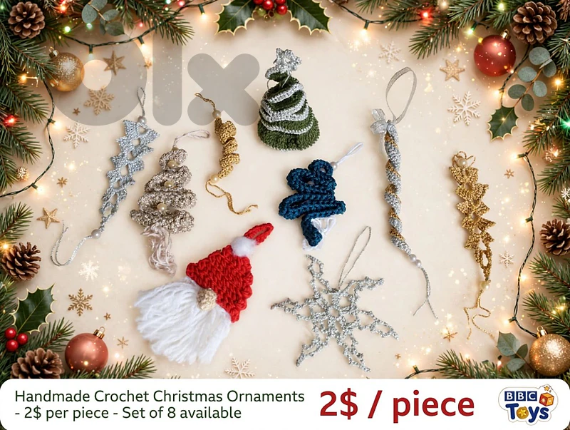 hand made crochet Christmas ornaments