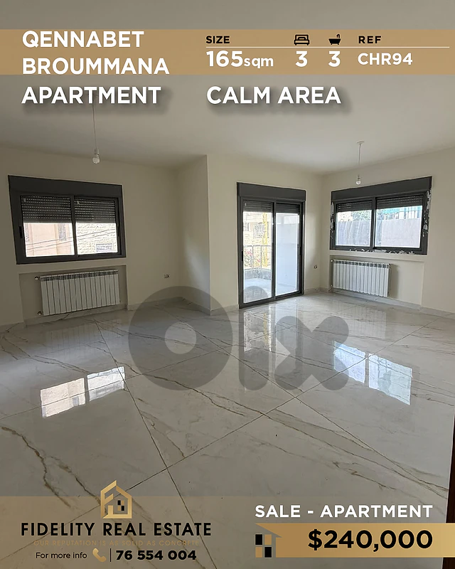 Apartment for sale Qennabet Broummana CHR94 شقة  للبيع في قنابة برمانا