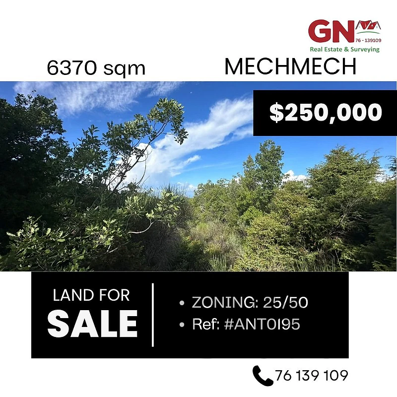 Land in Mechmech 6370m² ONLY for 250K في مشمش