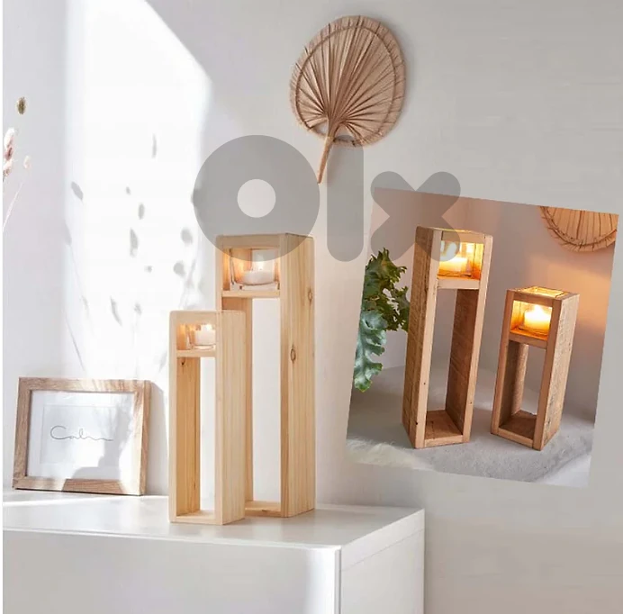 LIVARNO Home Wooden Tealight Candle Holders Set