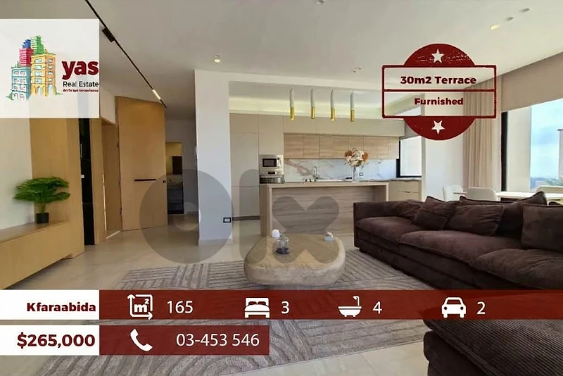 Kfaraabida 165m2 | 30m2 Terrace | Furnished | New Flat | View | MCH