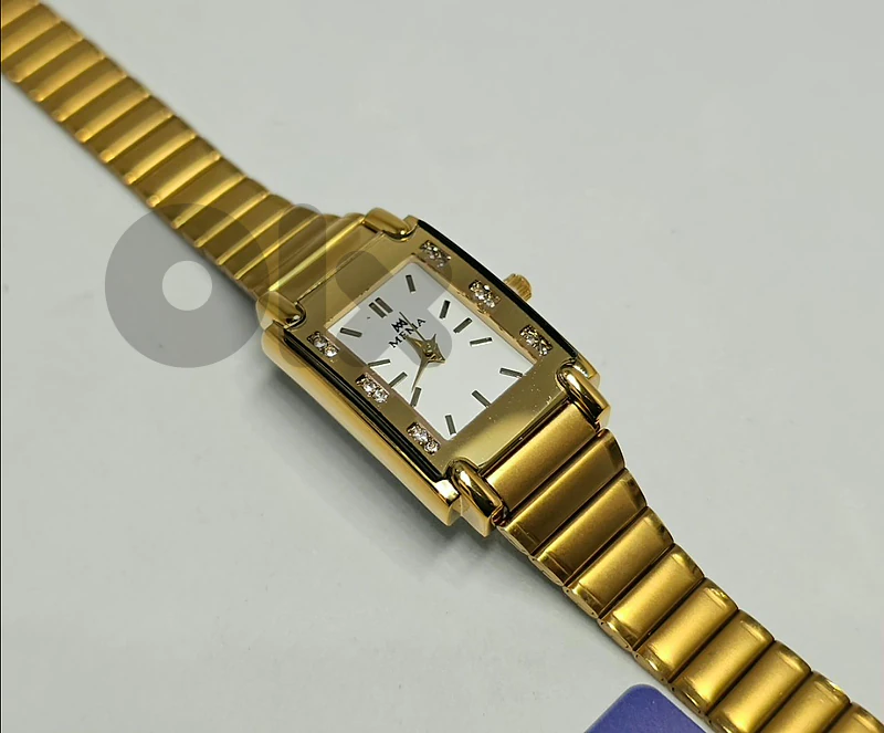 15$ Elegant MEMA Gold Tone Tank Bracelet Watch for Women