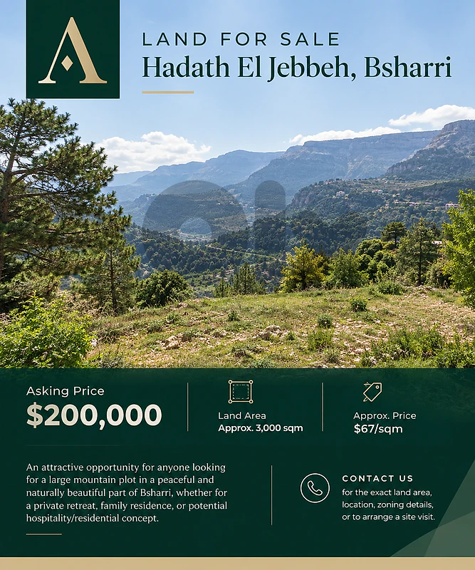3,000 sqm Mountain Land for Sale – Hadath El Jebbeh, Bsharri