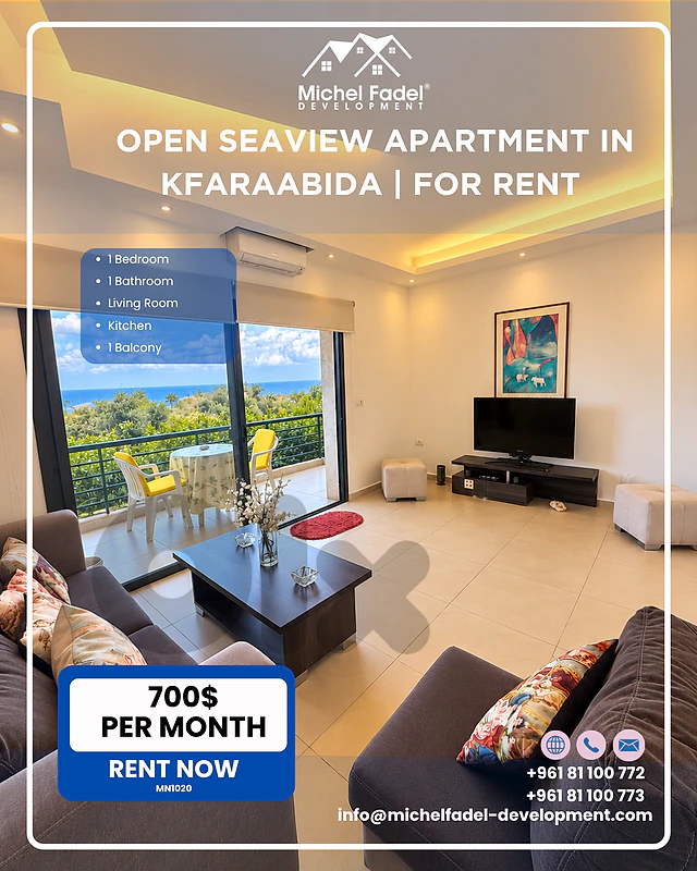 MN1020-Seaview Apartment for Rent in Batroun- Kfaraabida