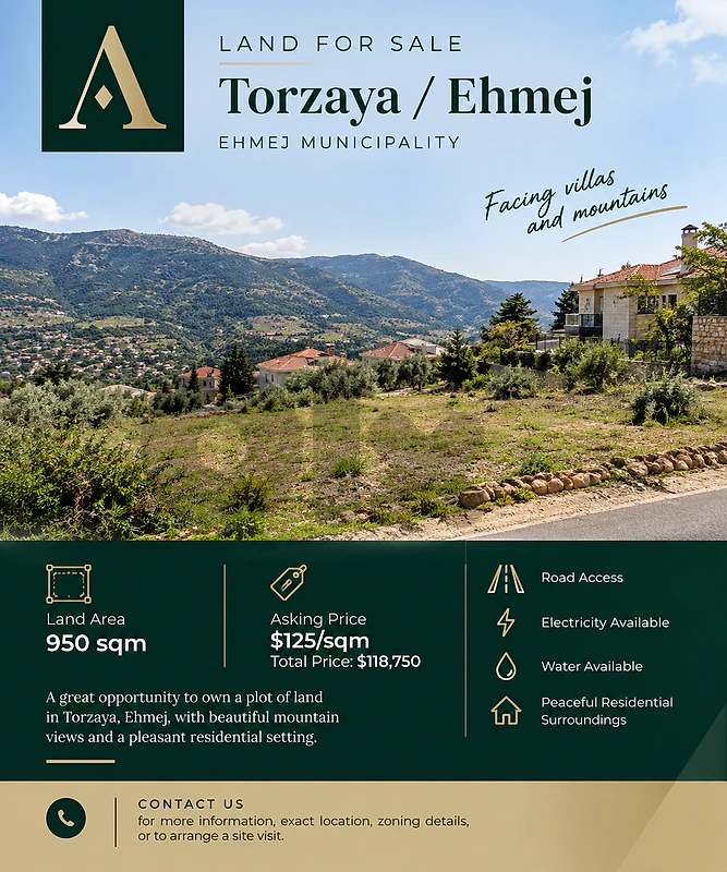 950 sqm Land for Sale – Torzaya, Ehmej
