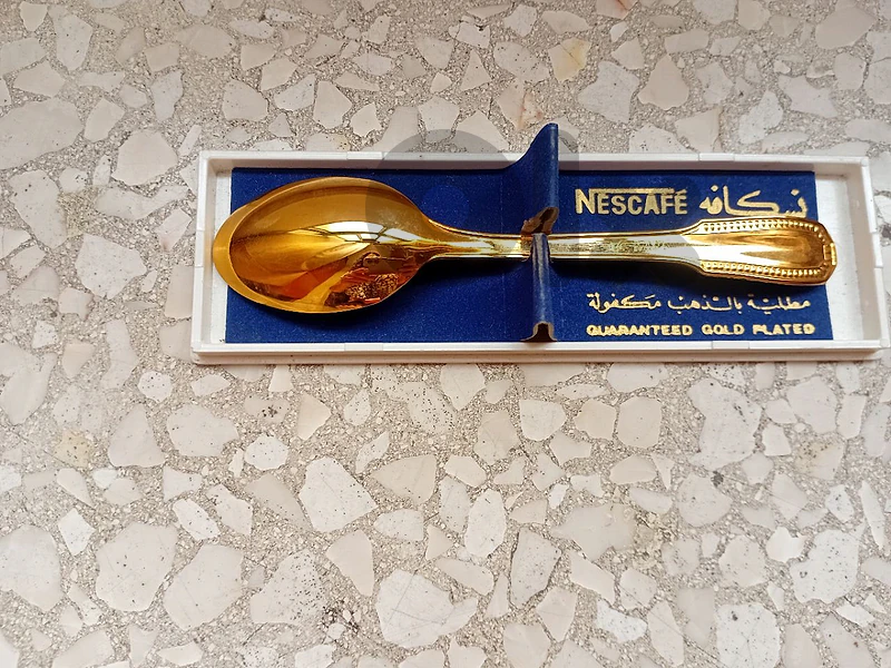 Vintage Gold Plated Spoon from Nescafe. New in Box.80 s