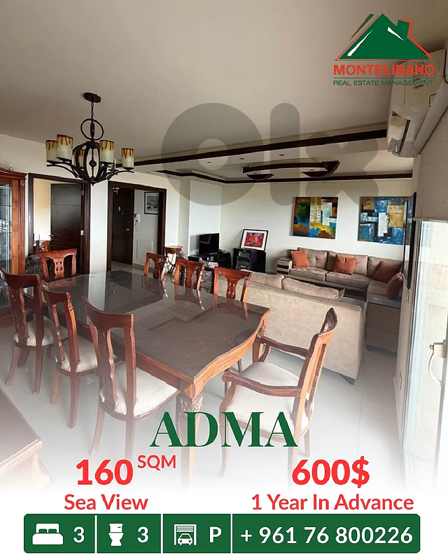 Fully Furnished 160 sqm Apartment For Rent in Adma with Open Sea View Fully Furnished 160 sqm Apartment For Rent in Adma with Open Sea View