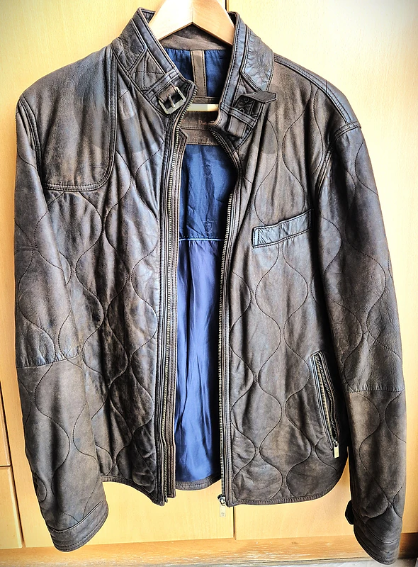 MASSIMO DUTTI Genuine Leather Jacket Brown Size 50 NEW