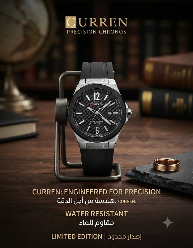 ساعة رجالي آخر قطعة  ضد الماي عرض 17$ بس