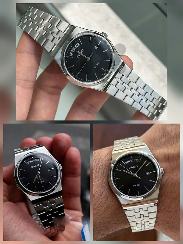 ساعة رجالي casio ستانلس ستيل مكفولة اللون
