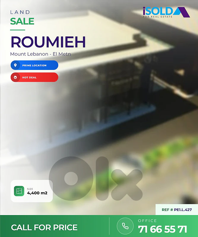 4,400 m2 Commercial Land 4 Sale on Maten Express Highway-Roumieh-رومية