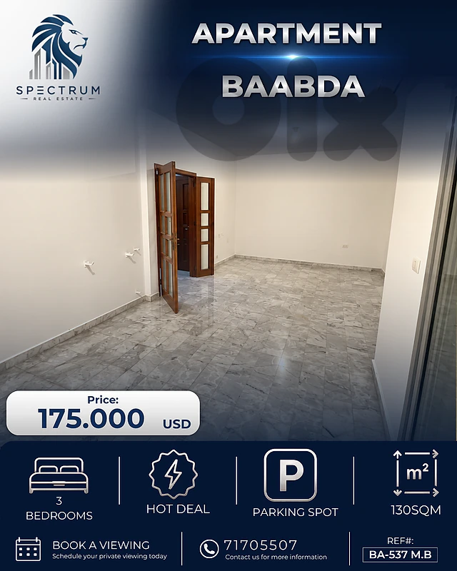 3 BEDS | BAABDA | GREAT DEAL | 2 BALCONIES | PARKING, (BA-537) M.B