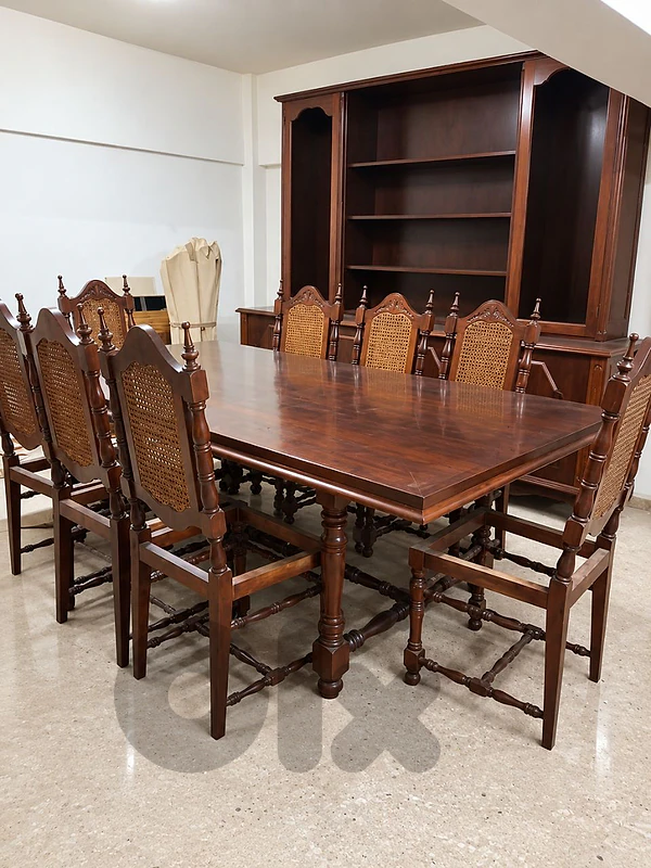 High quality wooden Dining Set – Table, 8 Chairs & Display Cabinet