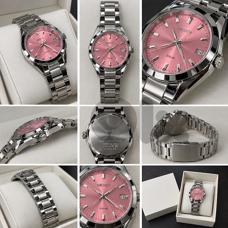 Elegant Pink Dial Stainless Steel Watch