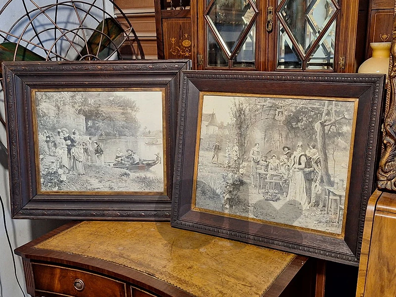 pair of handpainted signed paintings