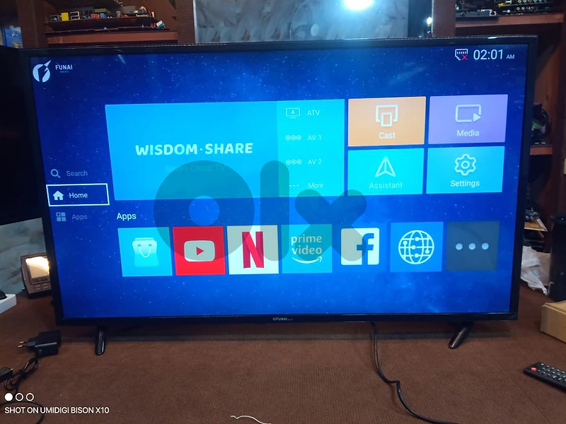 LCD funai smart tv ktir ndif used 43 inch