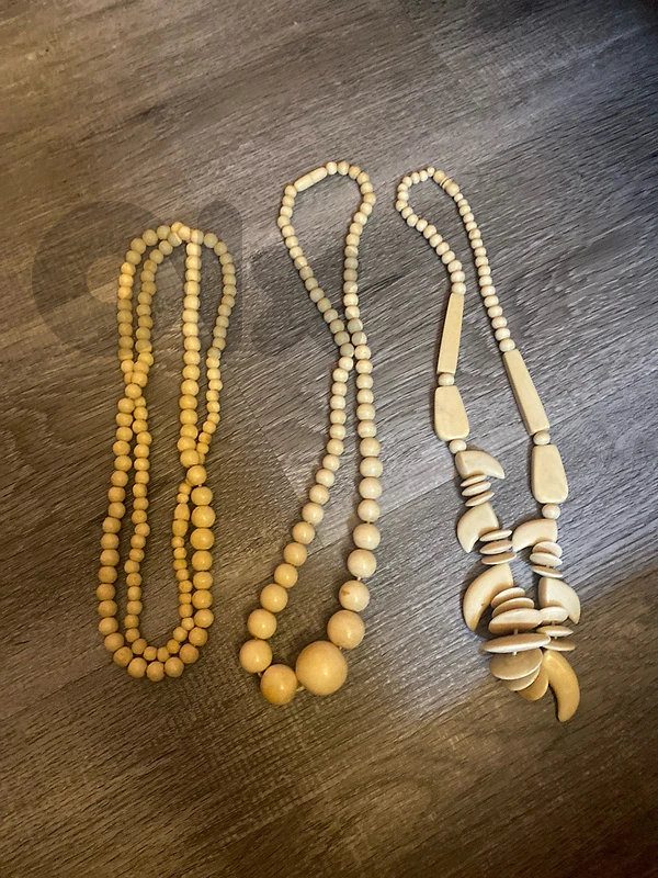 Set of 3 Boho-Chic Organic Bone / Wood Statement Necklaces