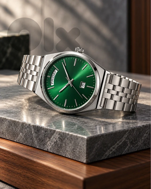 Casio Green Dial Stainless Steel Watch – Men’s Day/Date
