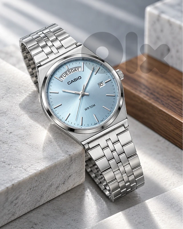 Casio Men’s Watch – Ice Blue Dial – Stainless Steel – Day & Date
