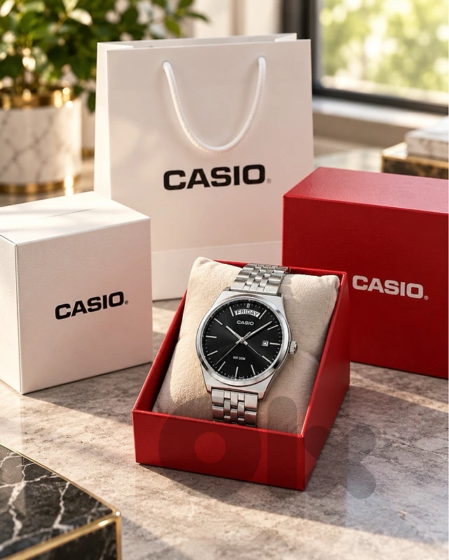 Casio Men’s Watch – Black Dial – Stainless Steel – Day & Date