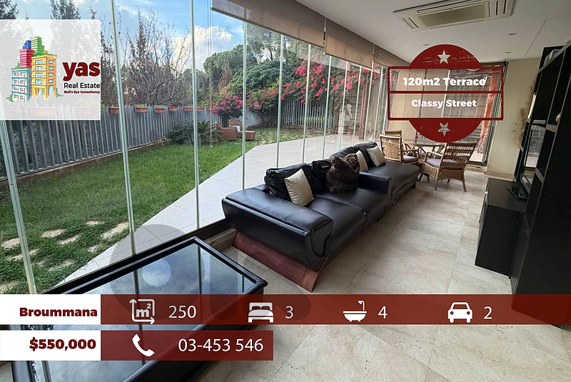 Broummana/Mounir Street 250m2 | 120m2 Terrace | Mountain View | TCH