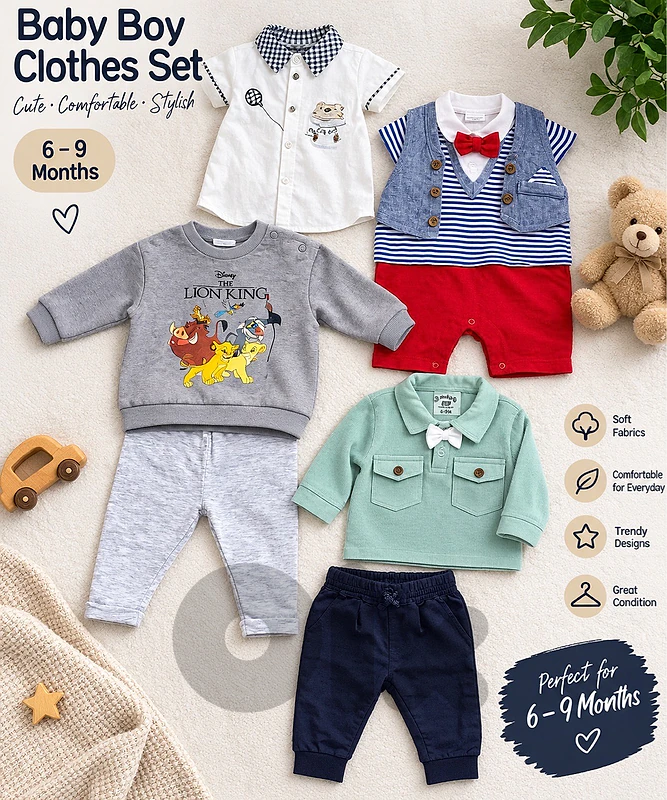 Outfits for kids boy and girl from 6 months to 9 months all for 30$
