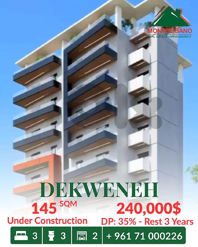 145 sqm Apartment For Sale in Dekweneh دكوانة with Installment Plan