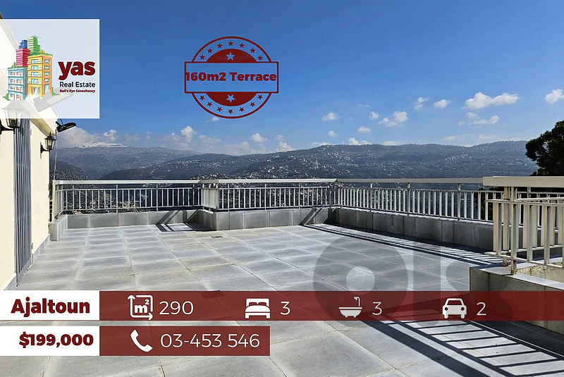 Ajaltoun 290m2 | 160m2 Terrace | Well Maintained | Open View | TO