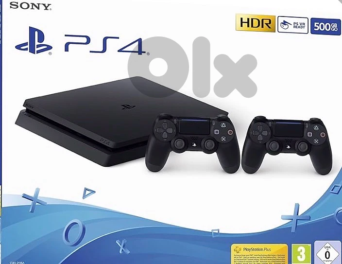 ps4 slim 500gb with 2 controllers and 3 cd super clean