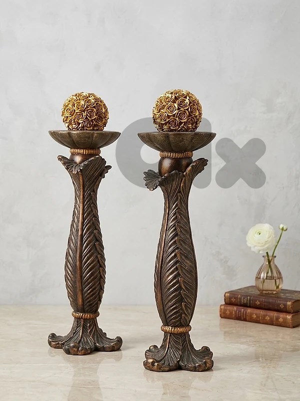 Pair of Tall Vintage-Style Decorative Candle Holders / Stands